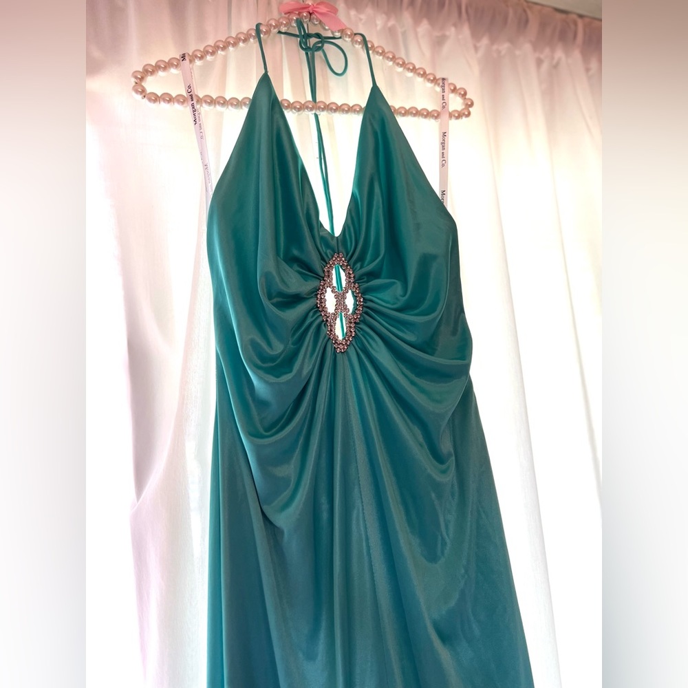 Teal Maxi Halter Dress